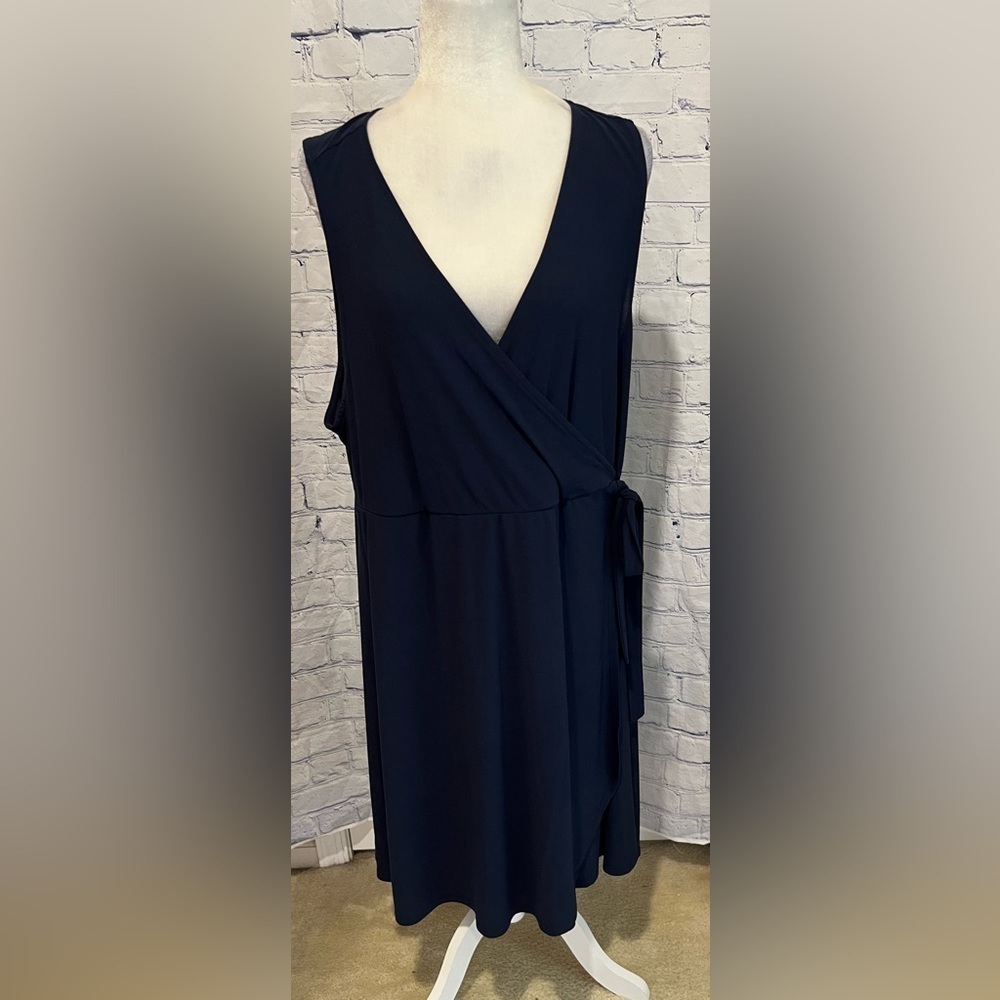 Torrid Women's Blue Faux Wrap Sleeveless V Neck Dress Size 4(26) 4X